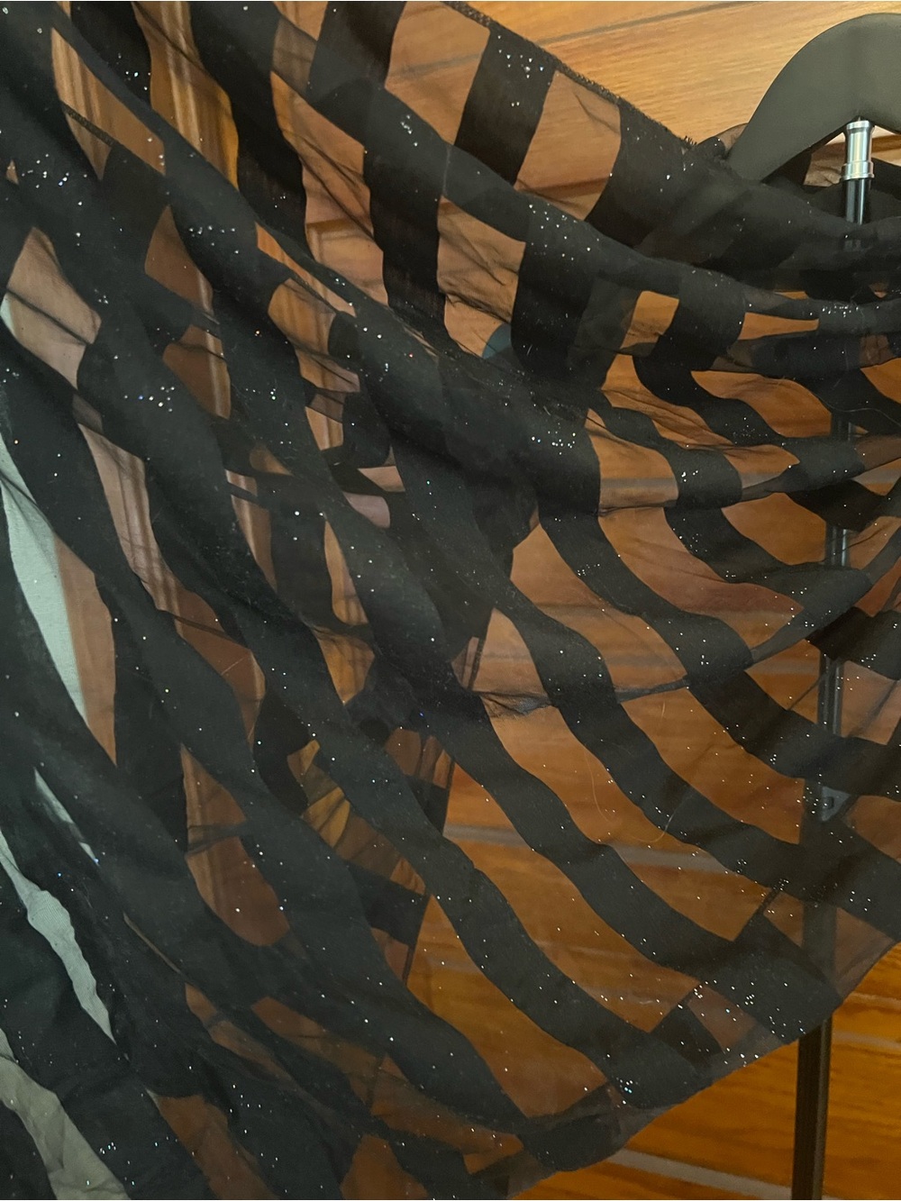 Steve Madden Black Sparkle Striped Infinity Scarf